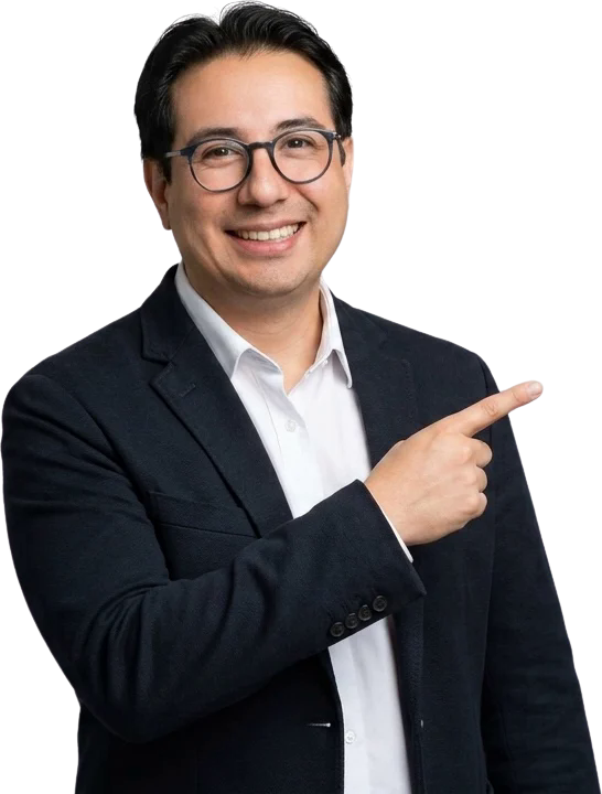 Cisco Ramos, founder of RamX Digital, pointing at the care plans